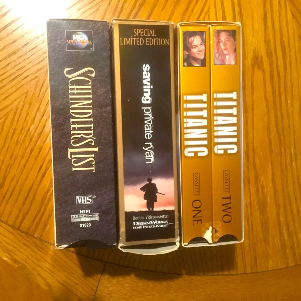 3 VHS VCR Movies Titanic Saving Private Ryan Schindler’s List